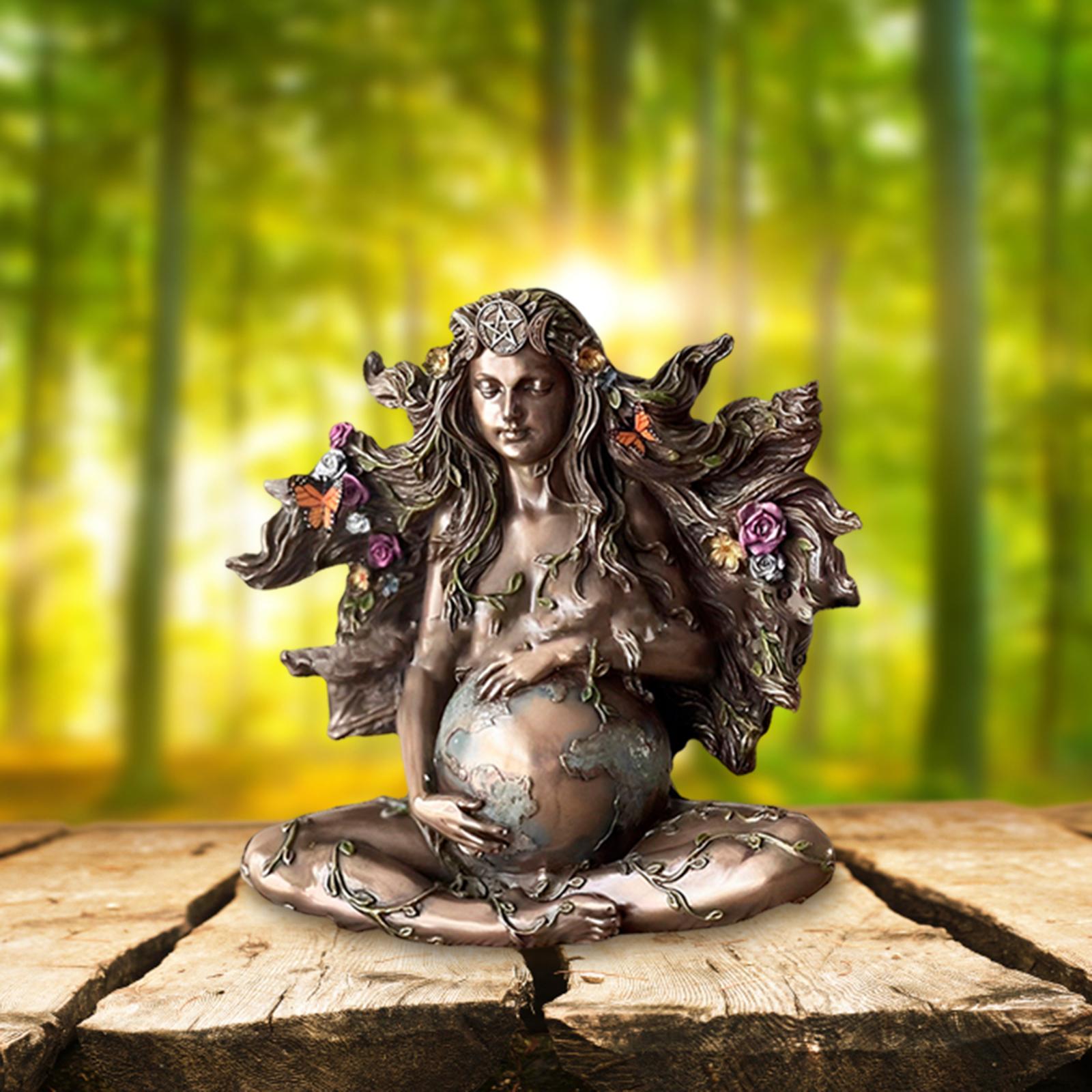 Resin Mother Earth Statue Gaia Figurine Window Tabletop Living Room Bedroom