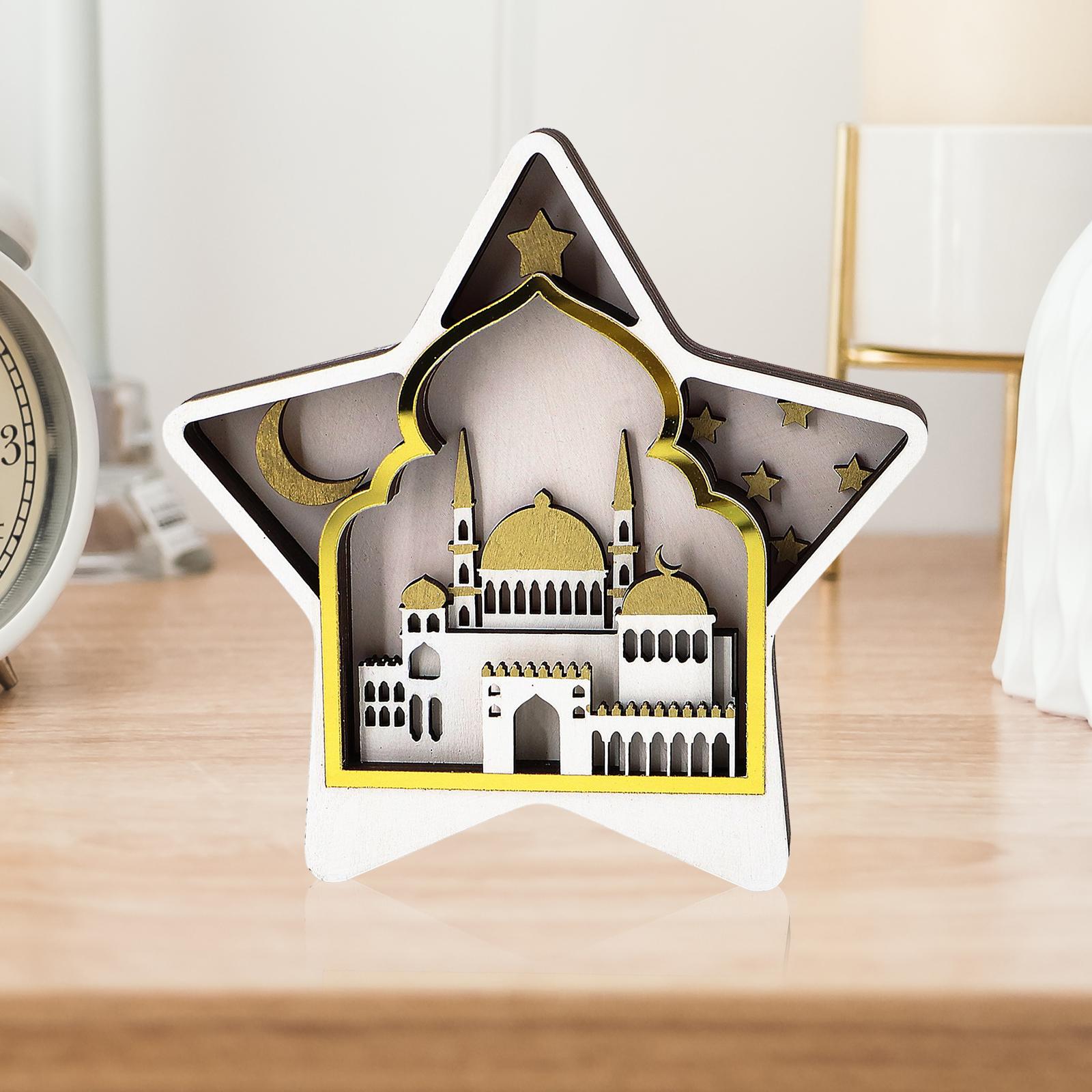 Ramadan Wooden Ornament Handicraft Islamic Home Decration Muslim Gift Aureate
