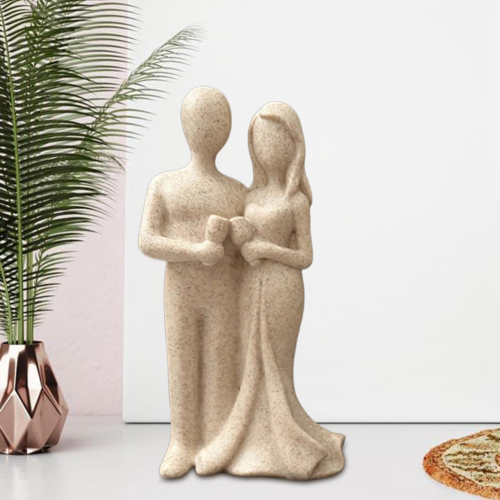 Couple Statue Resin Couple Figurine Couple Sculpture Art for Valentine's Day Beige Cheers