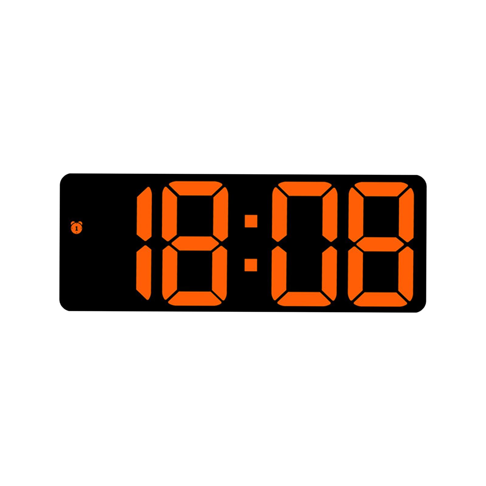 Digital Wall Clock Desk LED Desktop Alarm Clock for Living Room Adult Office Orange