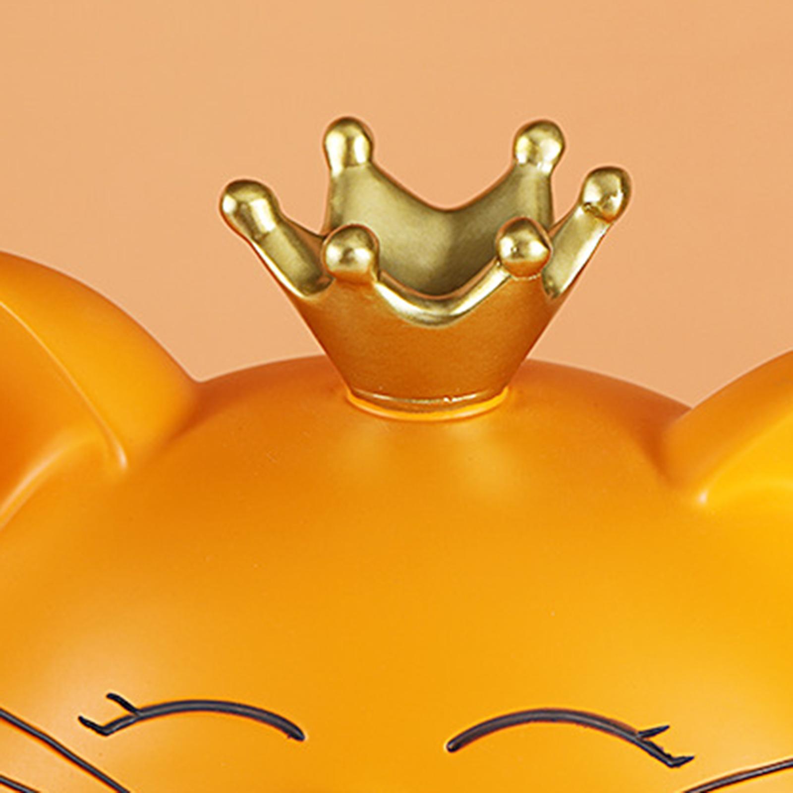 Key Bowl Resin Cat Figurine Sculpture Big Mouth Animal Bowl Lucky Cat Statue Orange