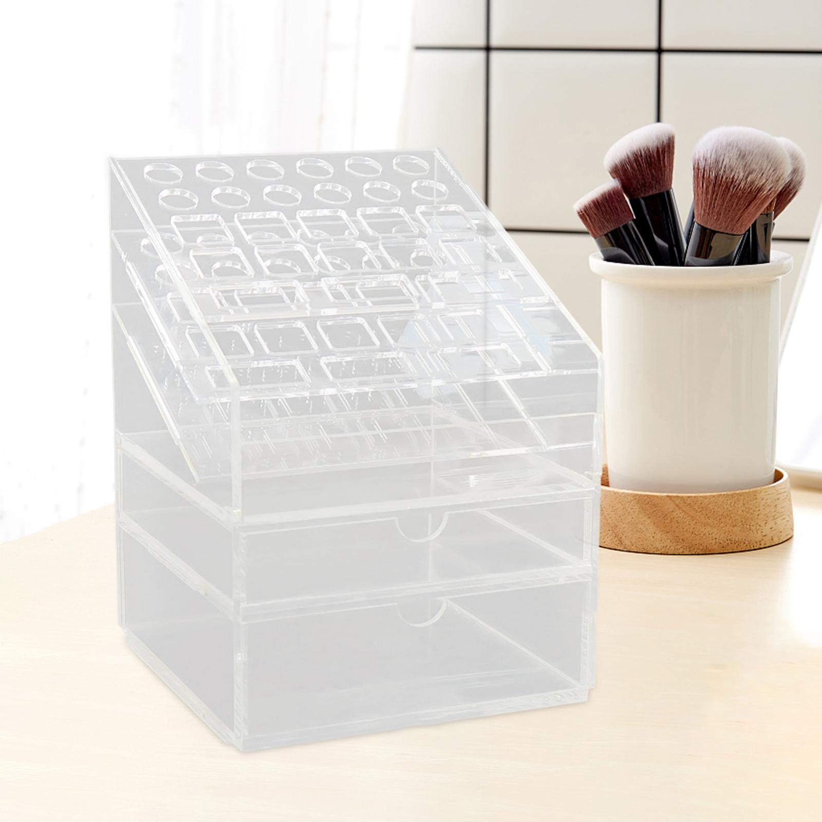 Clear Pen Holder Desk Pencil Organizer for Home Tabletop Organization Office 24x15x15cm 2 Drawers