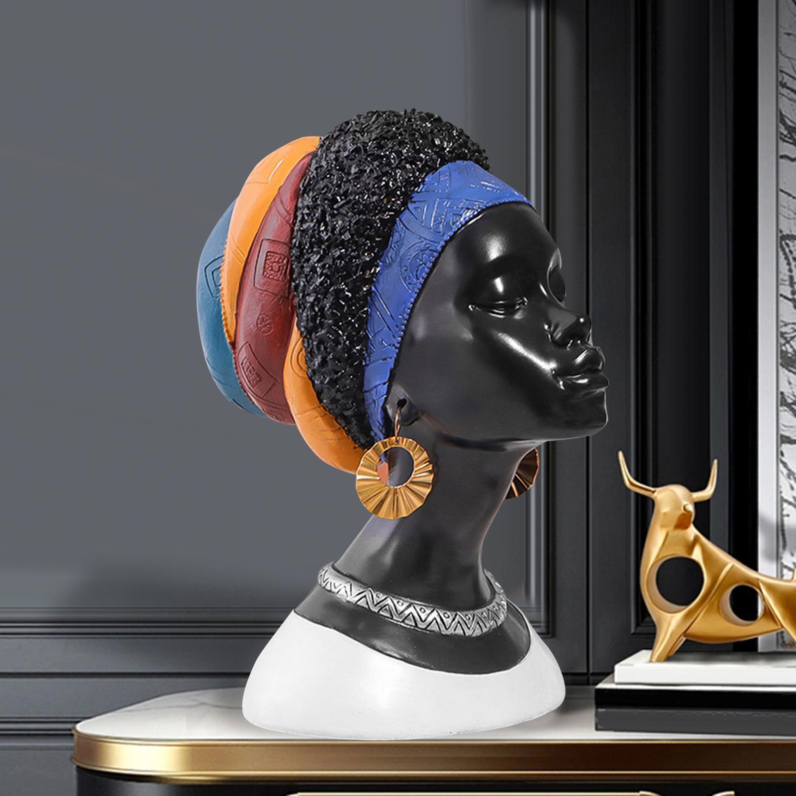 African Woman Statue Lady Figurine for Living Room Bookcase Decoration