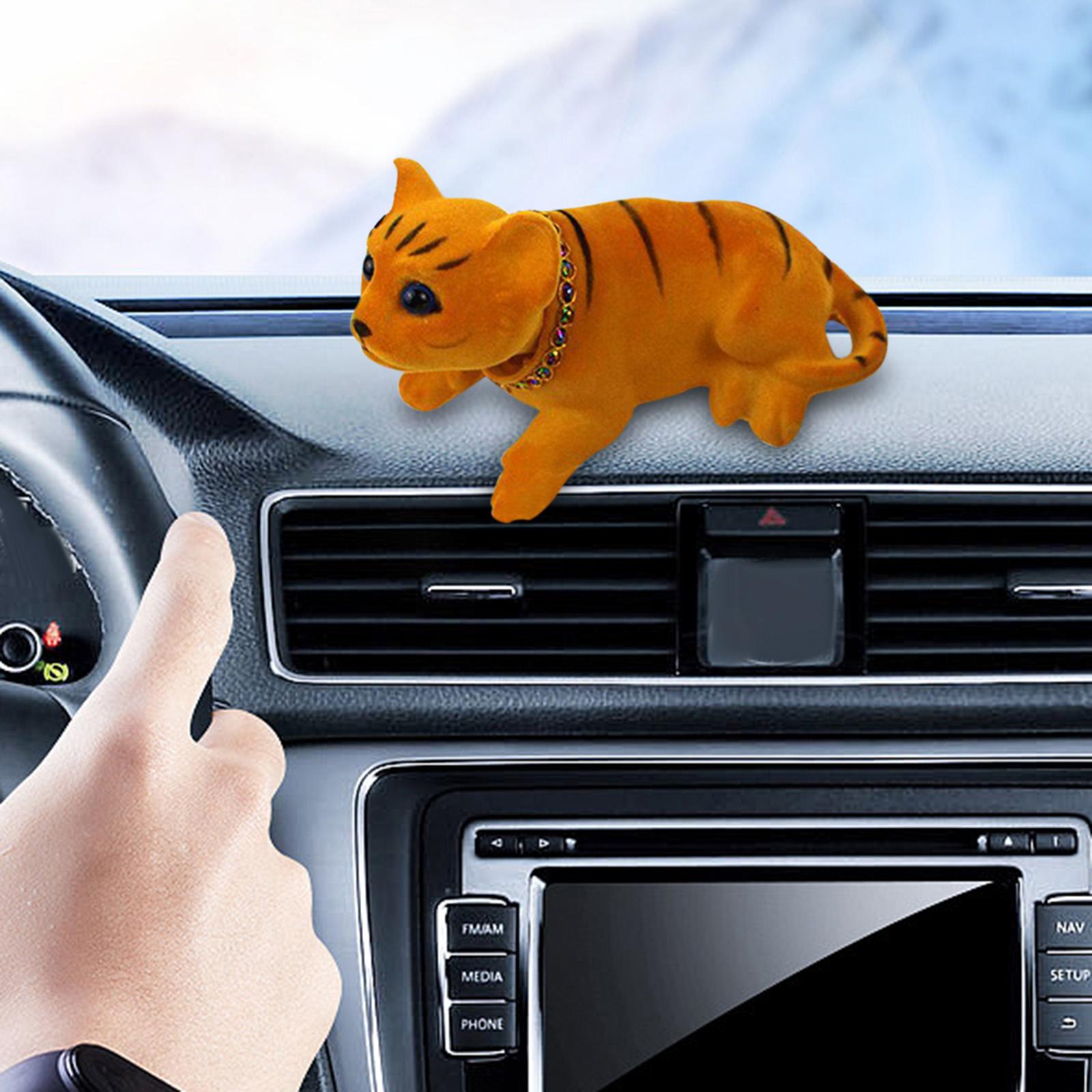 Car Dashboard Decoration Nodding Cat Ornament Interior Accessories for Truck Yellow