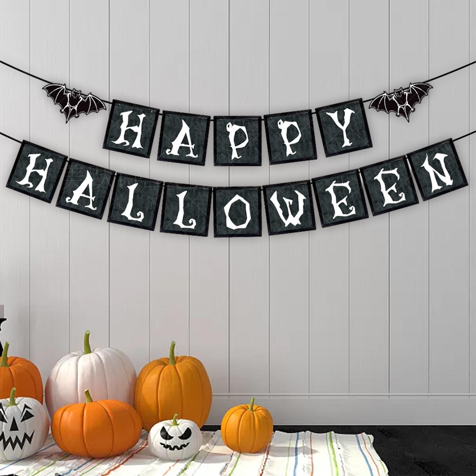 Halloween Banner Fireplace Wall for Horror Movie Theme Party Festivals Clubs Letters