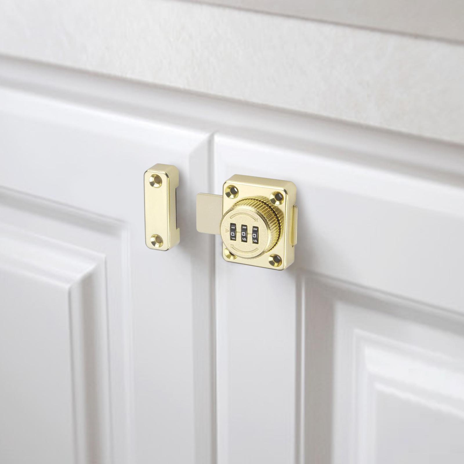 Mechanical Password Rotary Hasp Locks Hardware for Barn Door Garage Cabinets gold
