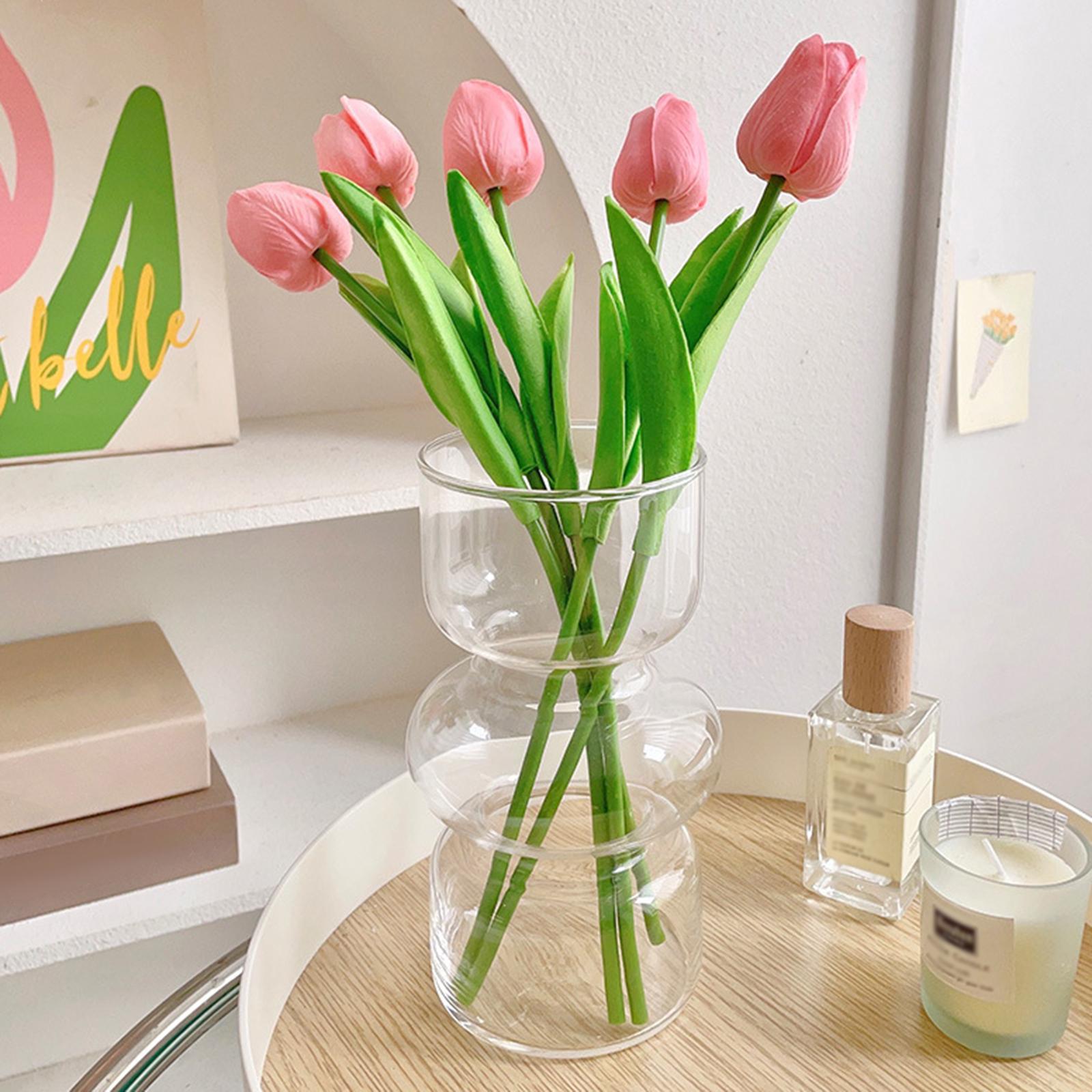 Glass Vase Bookshelf Durable Desktop Luxury Flowers Holder for Gift Cafe