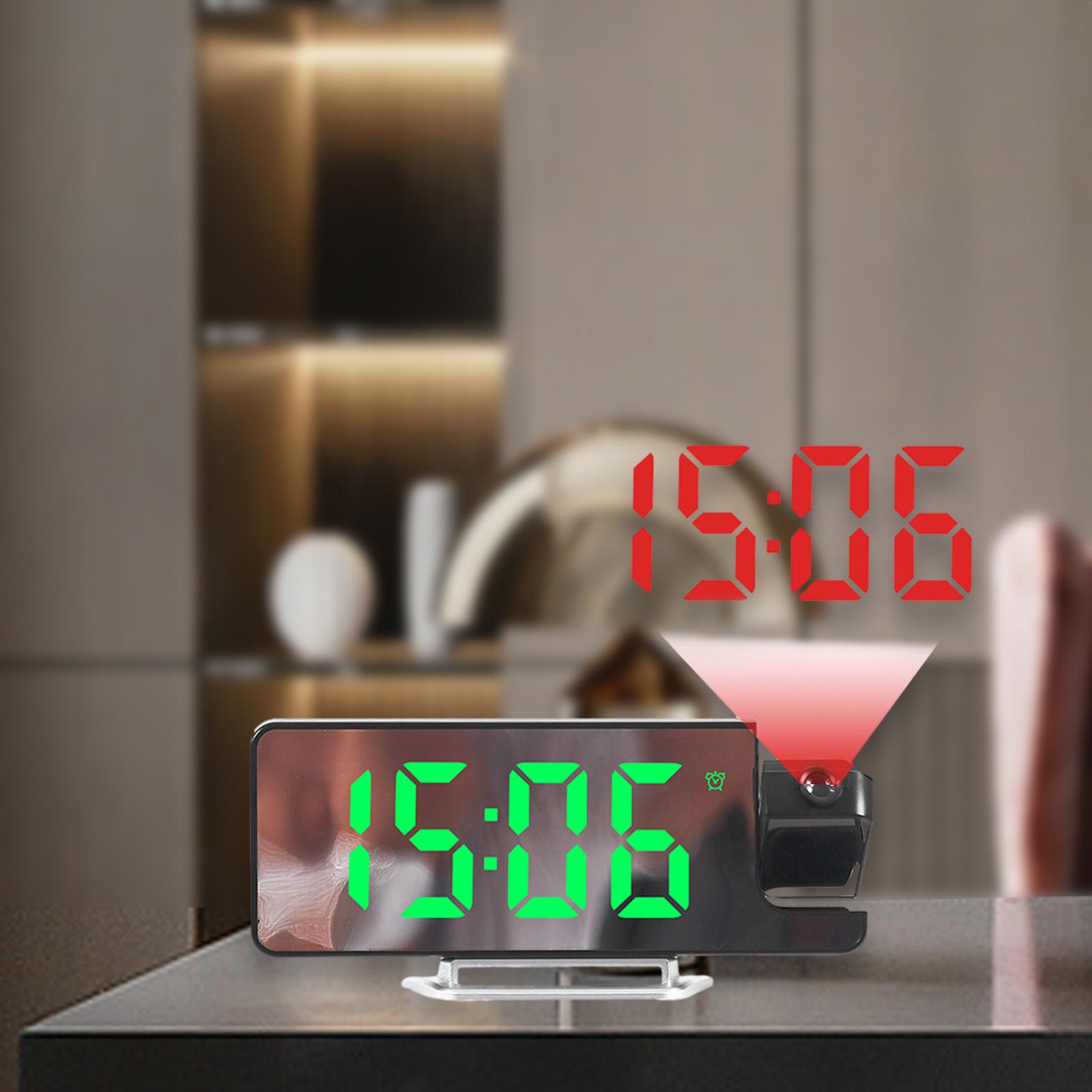Projection Alarm Clock Date Digital Clock for Bedroom Ceiling Desktop Green