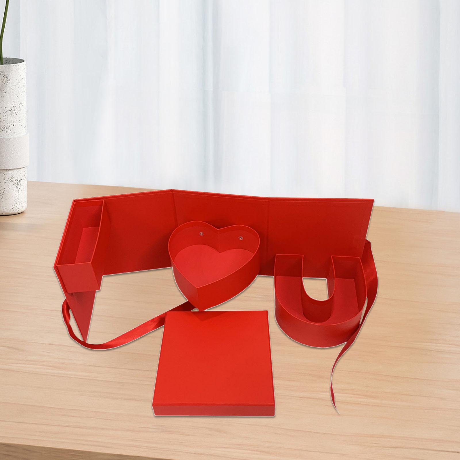 Empty Flower Gift Box Gift Packaging for Celebrations Anniversary Valentines Red