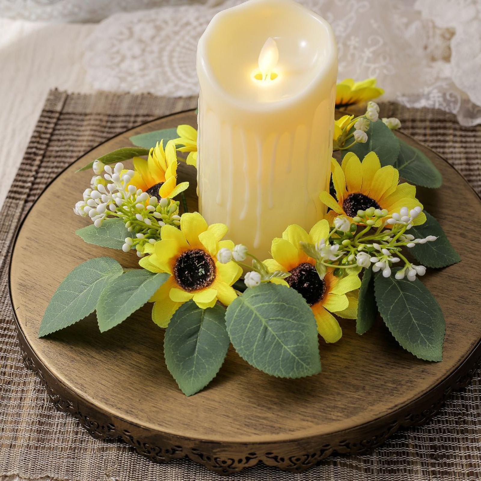 Artificial Sunflower Candle Wreath Home for Thanksgiving Living Room Wedding