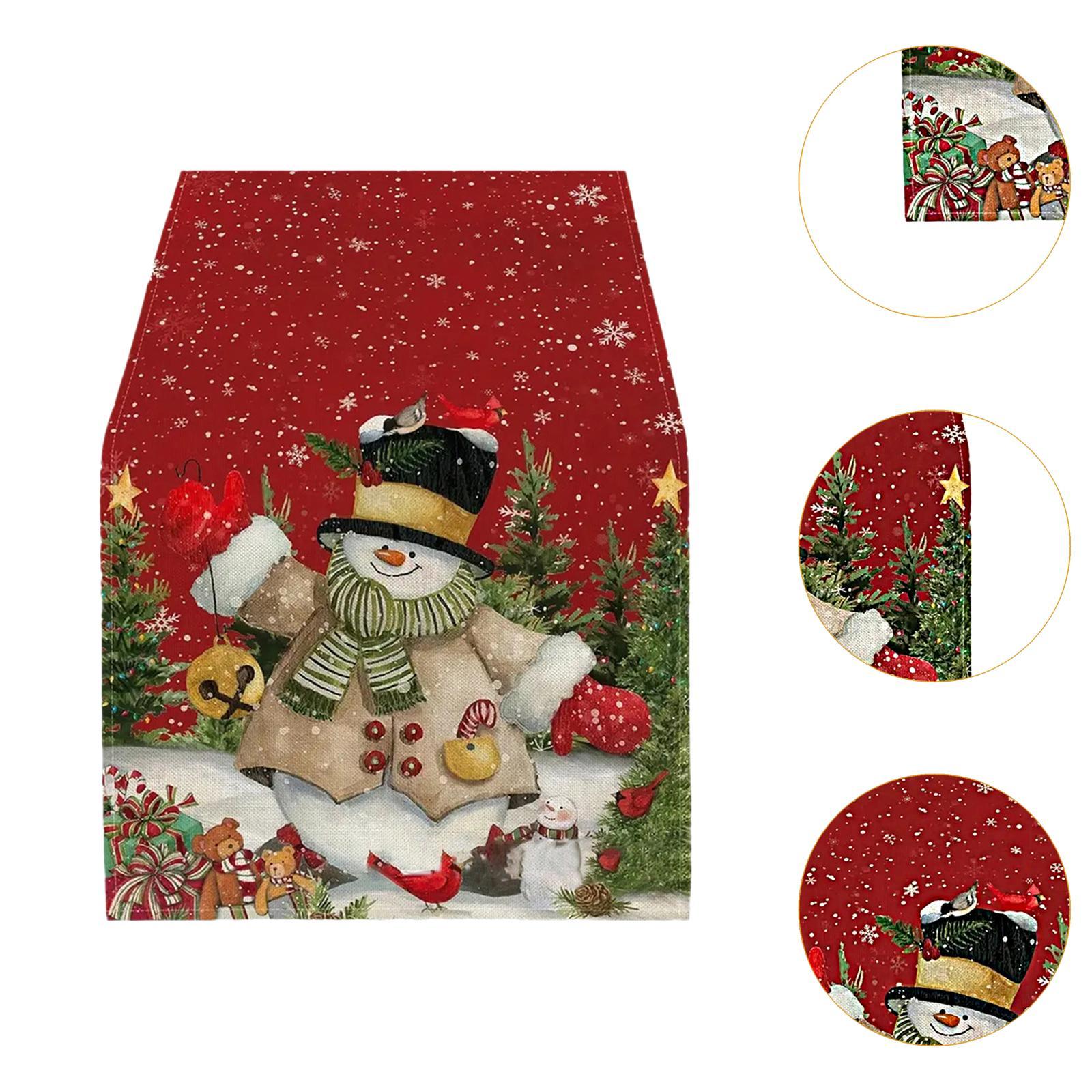 Rectangle Tablecloth Festival Seasonal Winter Cabinet Christmas Table Runner Snowman