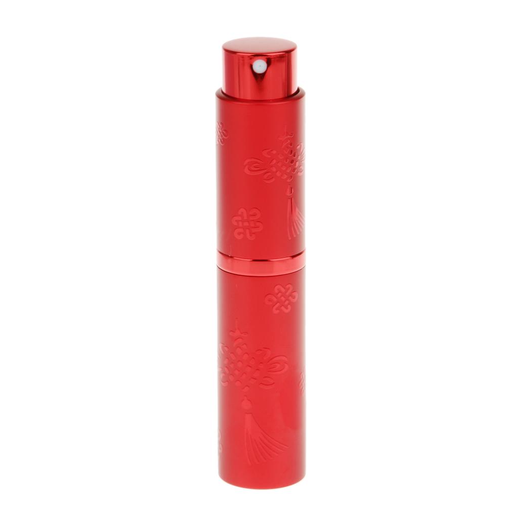 Portable Refillable Perfume Atomizer Spray Empty Bottle Flower Print - Red