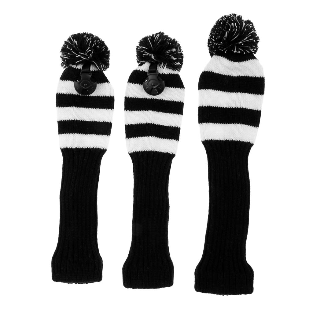 3Pcs/Set knit Pom Pom Headcover Wood Head Cover Golf Club Hybrid