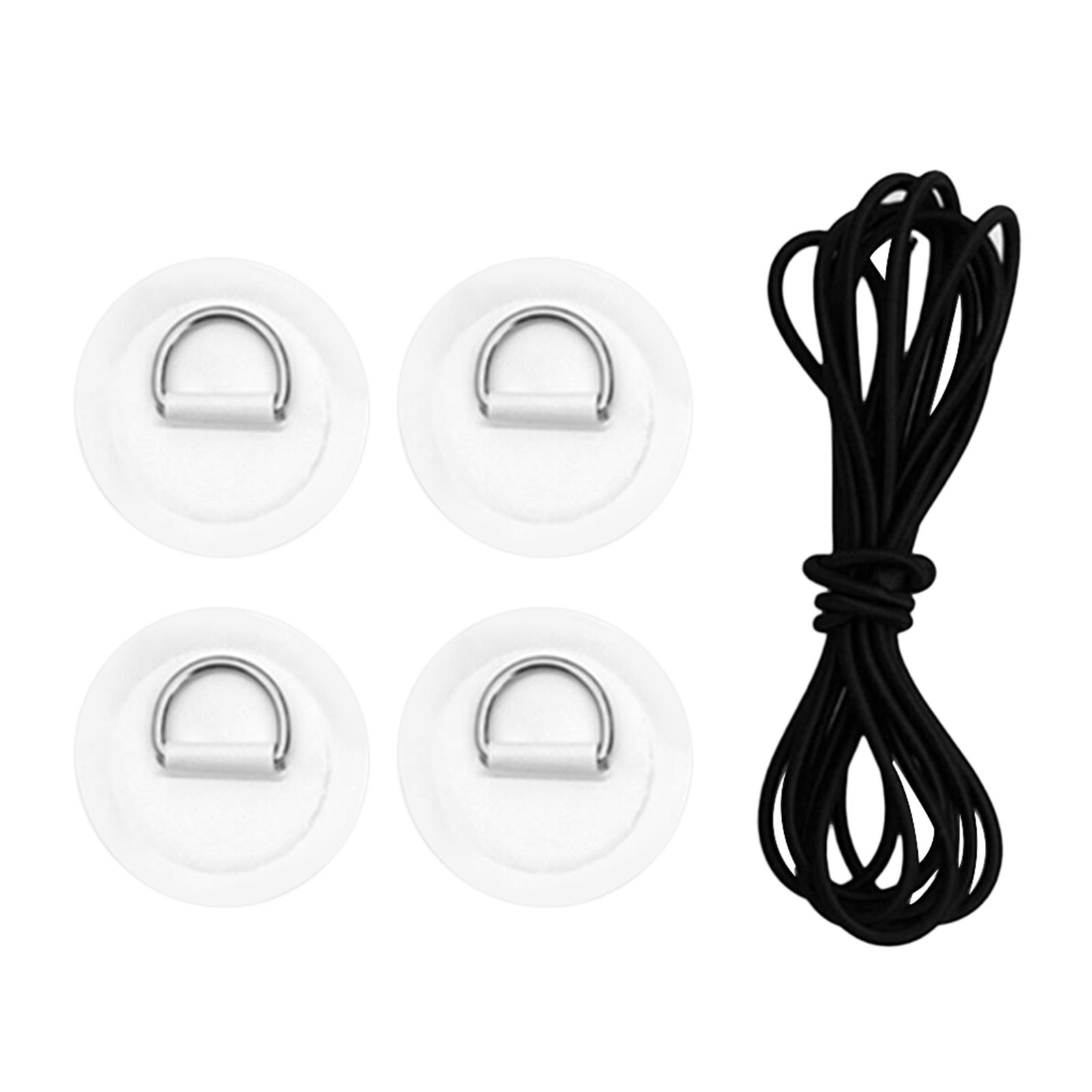 D-ring Pad/Patch 5mm Bungee Cord for PVC Inflatable Boat Dinghy Kayak Black 