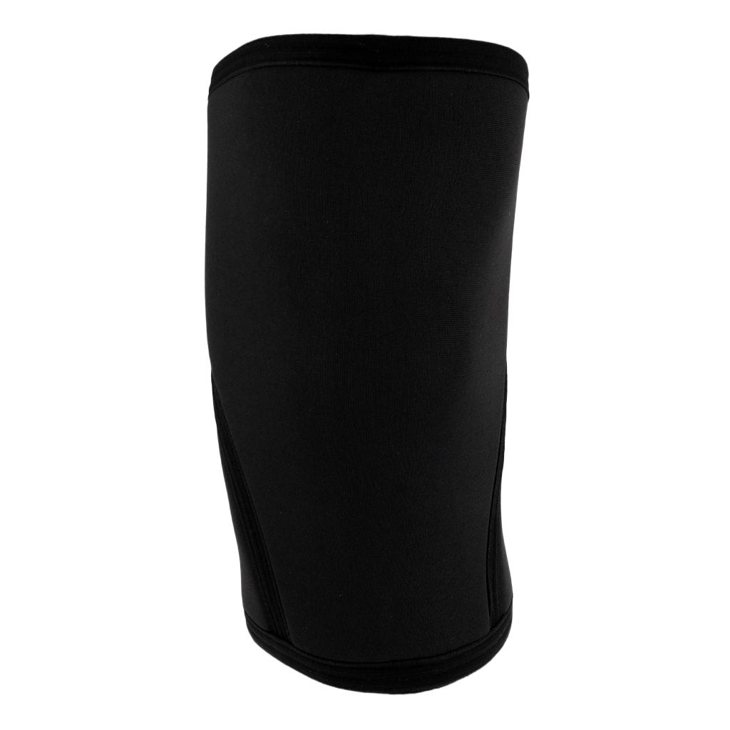 Unisex 7mm Neoprene Knee Sleeves Powerlifting Weightlifting Fitness L Black