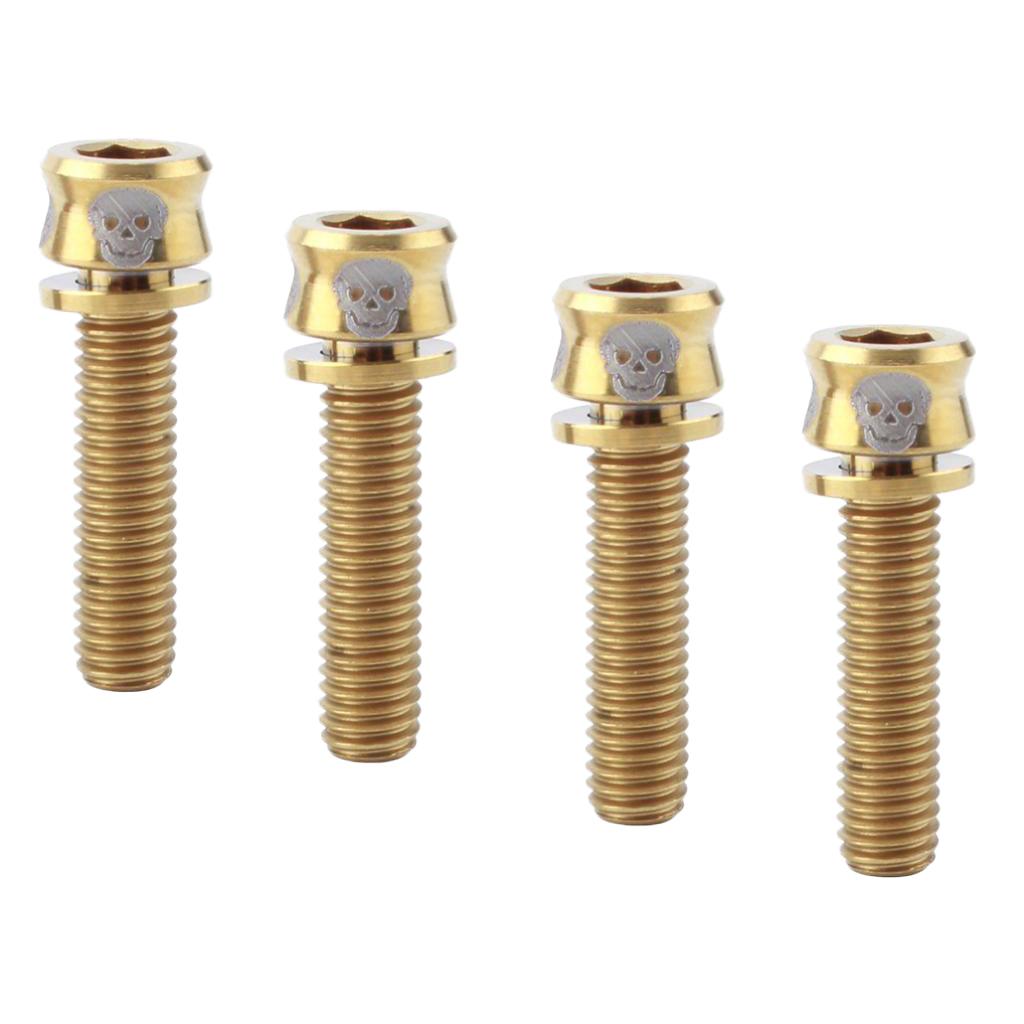 4 Pieces Fixed Gear Bicycle Handlebar Stem Screw Bolt Washer M5x19 Gold