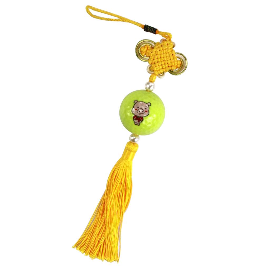 Chinese Knot with Golf Ball Home Car Hanging Ornament Gift Light Yellow