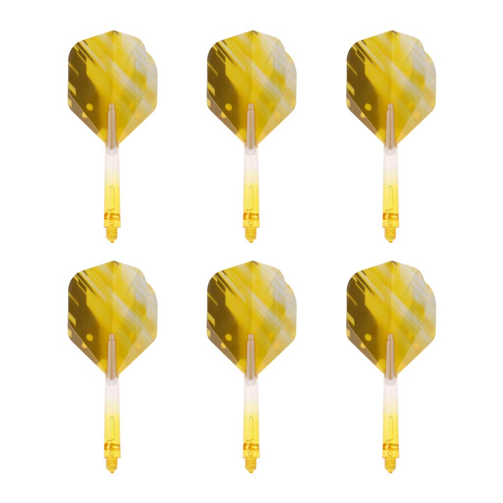 6pcs 2BA Thread Dart Shafts with Tails Darts Flights Replacement Yellow