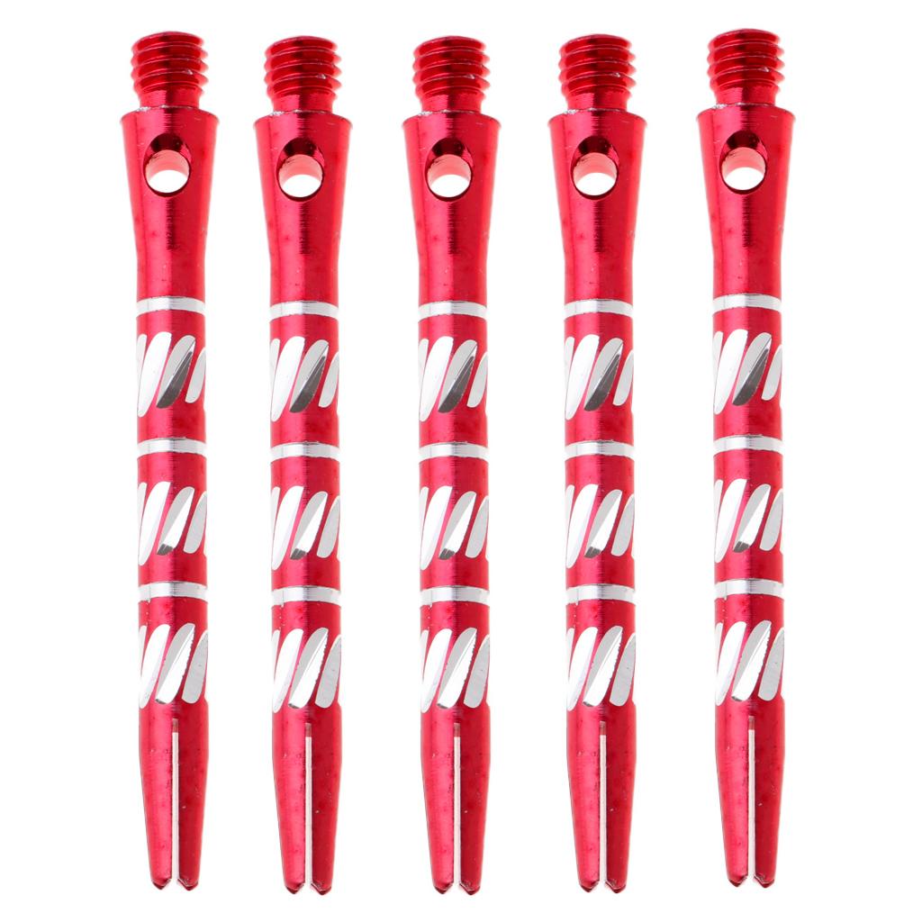 5 Pcs 50mm Thread Alloy Re-Grooved Dart Stems Shafts Silver Red