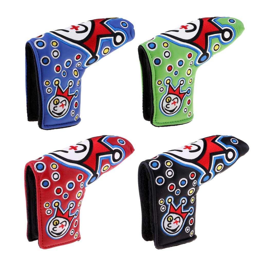 PU Leather Waterproof Embroidery Golf Putter Covers Putter Headcover Blue