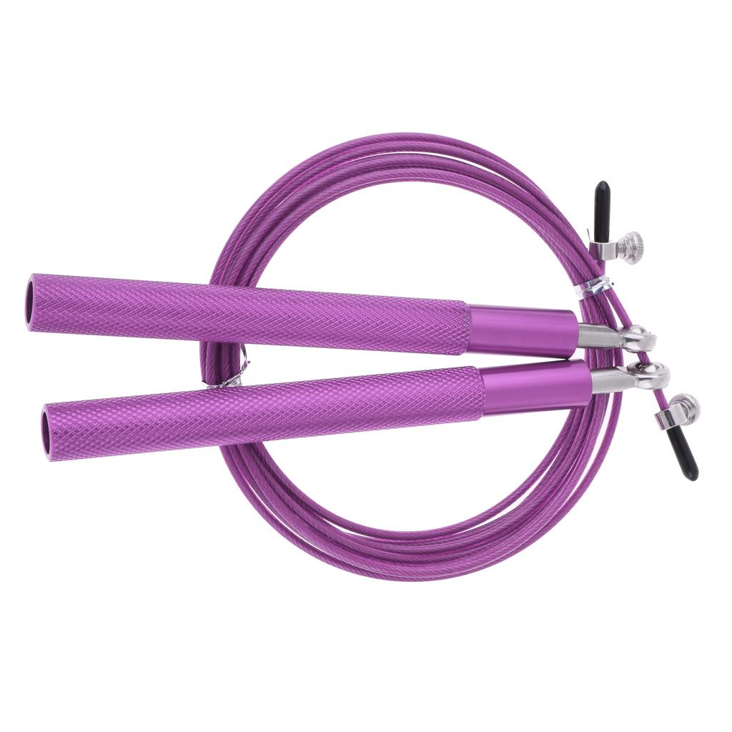 Adjustable Skipping Jump Rope Wooden Handle Rope Fitness Equipment Purple