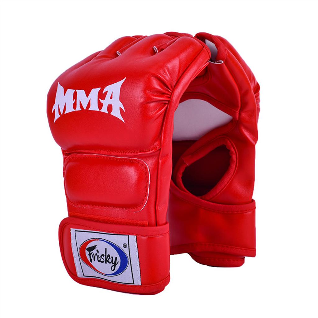 Boxing Training Gloves Taekwondo MMA Punching Martial Half Finger Mitts Red