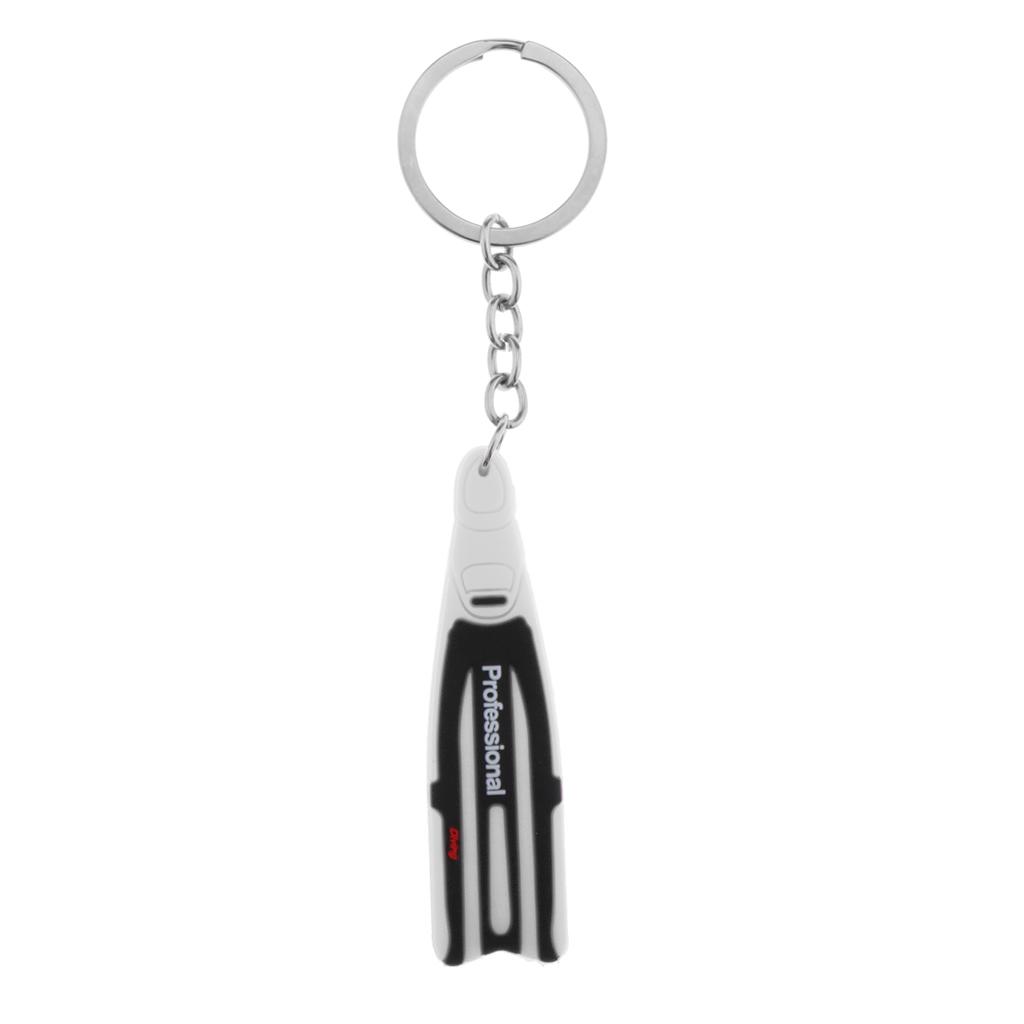 Novelty Mini Diving Fins Key Chain Holder Dive Flipper Keyring White