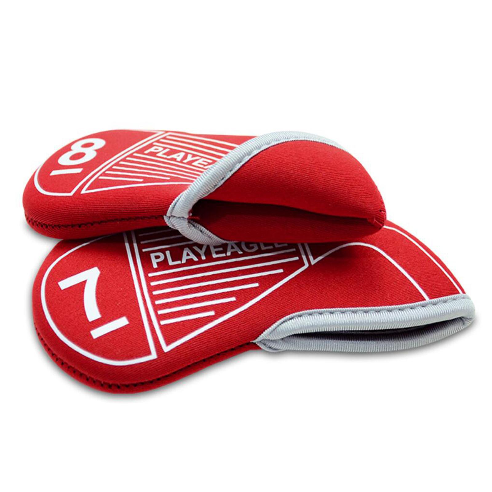 9Pcs Golf Club Iron Putter Head Cover Golf Neoprene Protective Set Red
