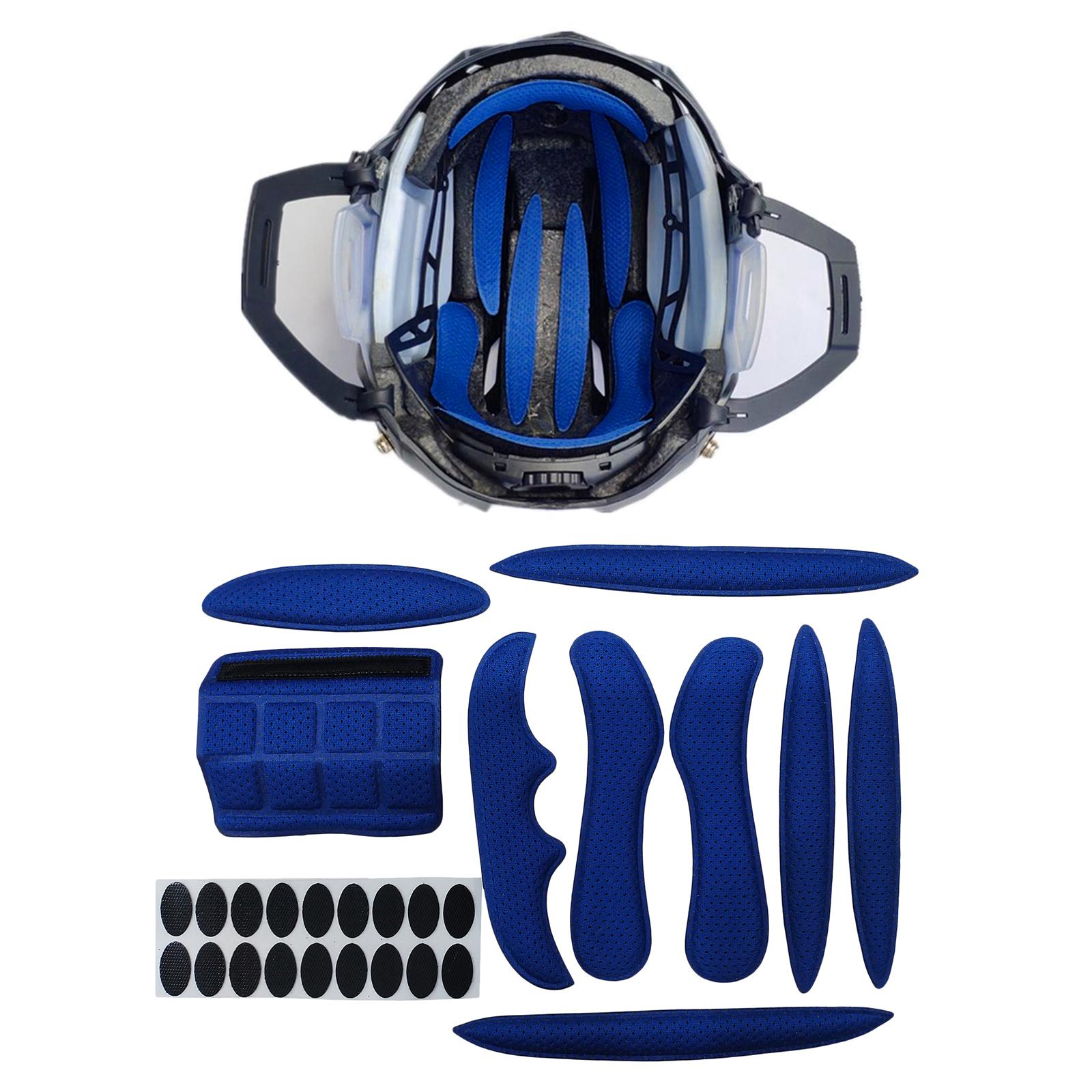27pcs/Set Bike Helmet Padding Kits Bicycle Helmet Liner Chin Strap Foam Pads Blue