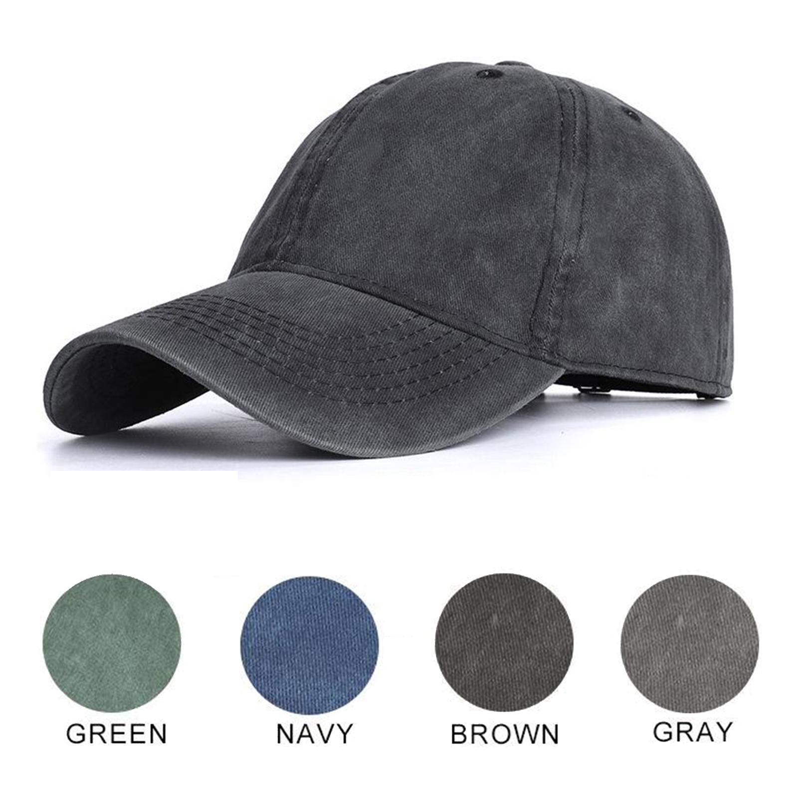 Fashion Baseball Cap Washed Cotton Hat Adjustable Plain Dad Men Hat Black