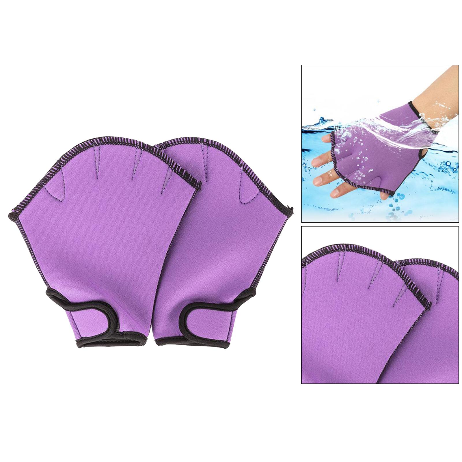 AQUATIC FITNESS SWIMMING GLOVES webbed Pool gloves Training Purple S