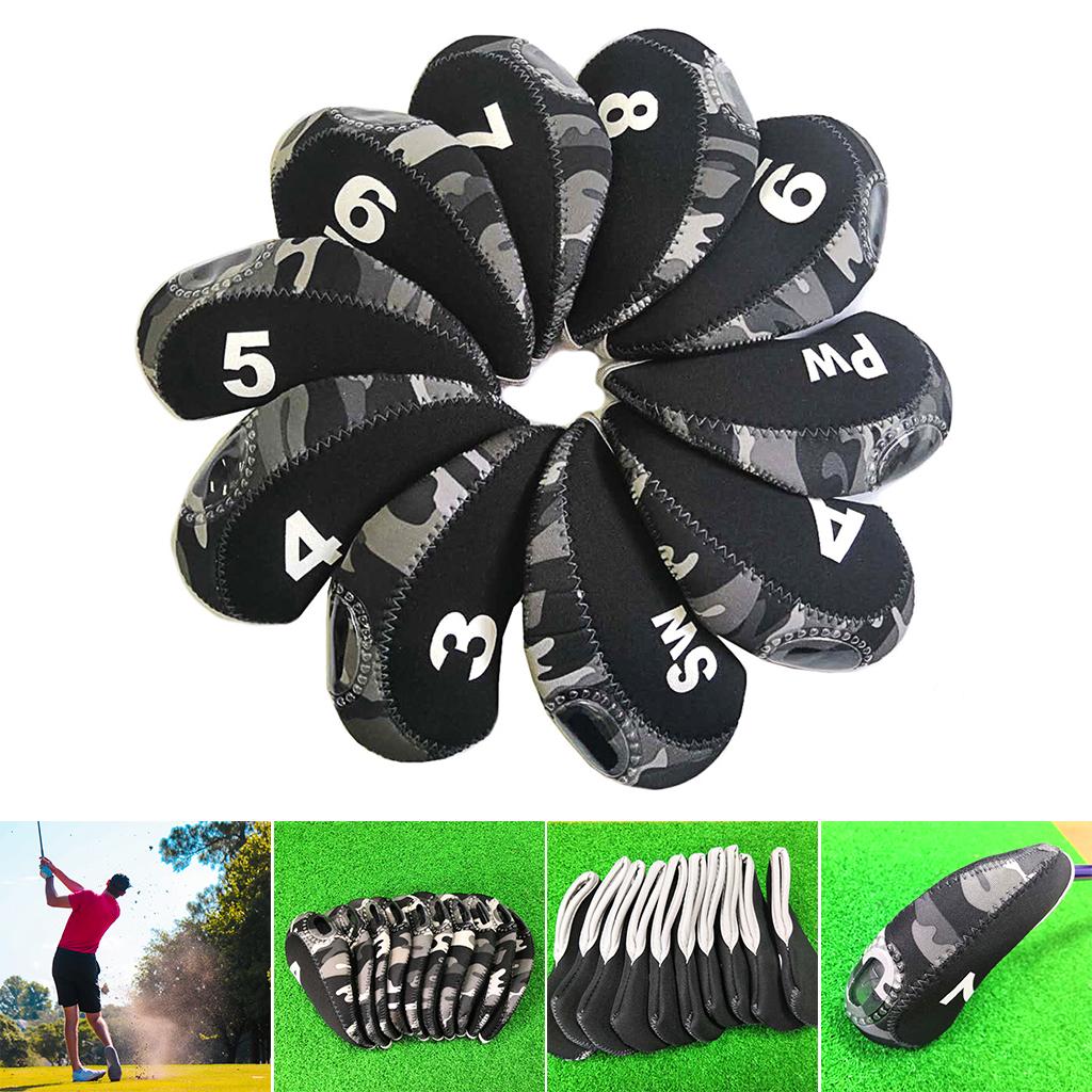 10Pcs/Pack Nylon Golf Iron Covers Set Headcover Lightweight Soft Waterproof