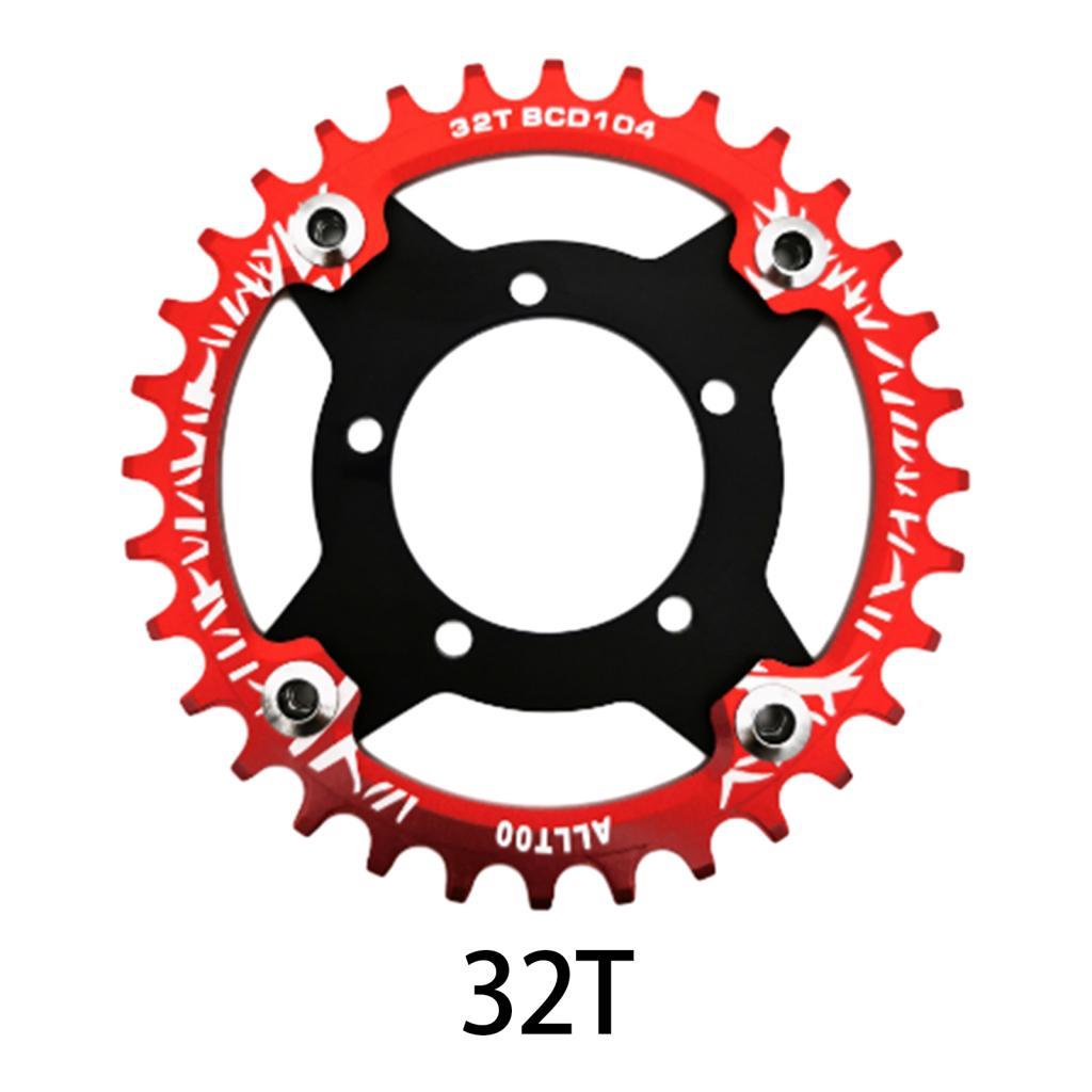 Strong E-Bike Chainring 32T~42T 104BCD Round Chainwheel Sprockets Chain Ring Red 32T