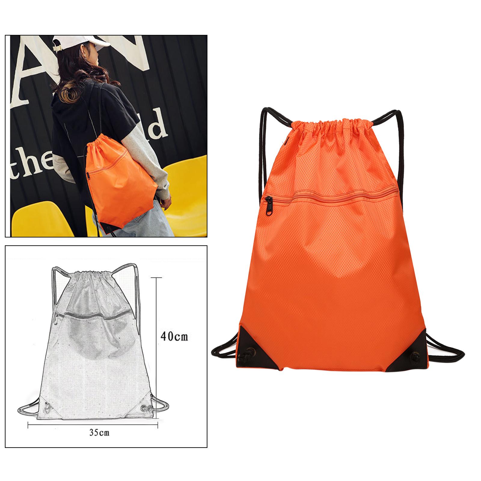 Travel Nylon Drawstring Bag Sack Beach Gym Backpack Shoes Bags Orange