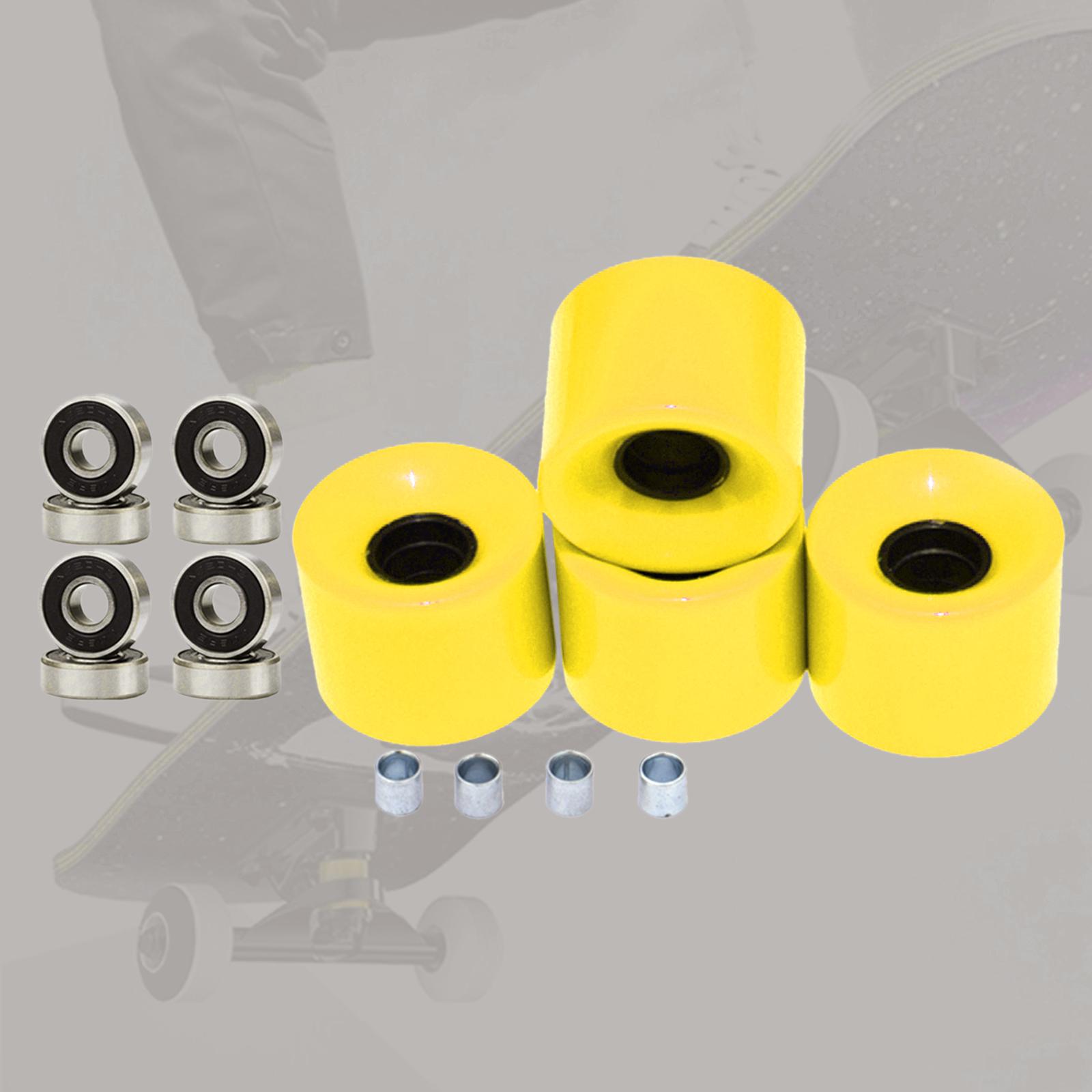 Skateboard Wheels with Bearings 60mm Wheels Set of 4 Yellow Black Cover