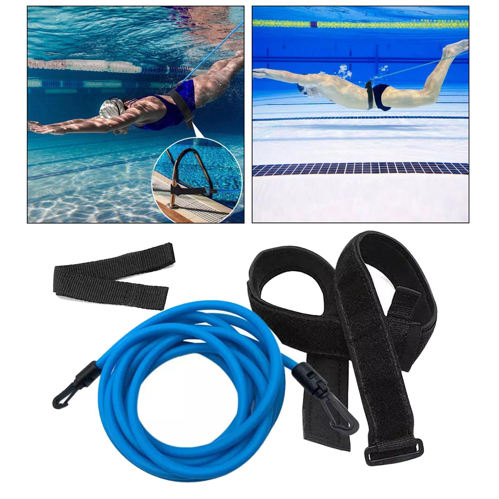 4m Swimming Resistance Belt Swim Tether Trainer Training Aids Blue 10mm