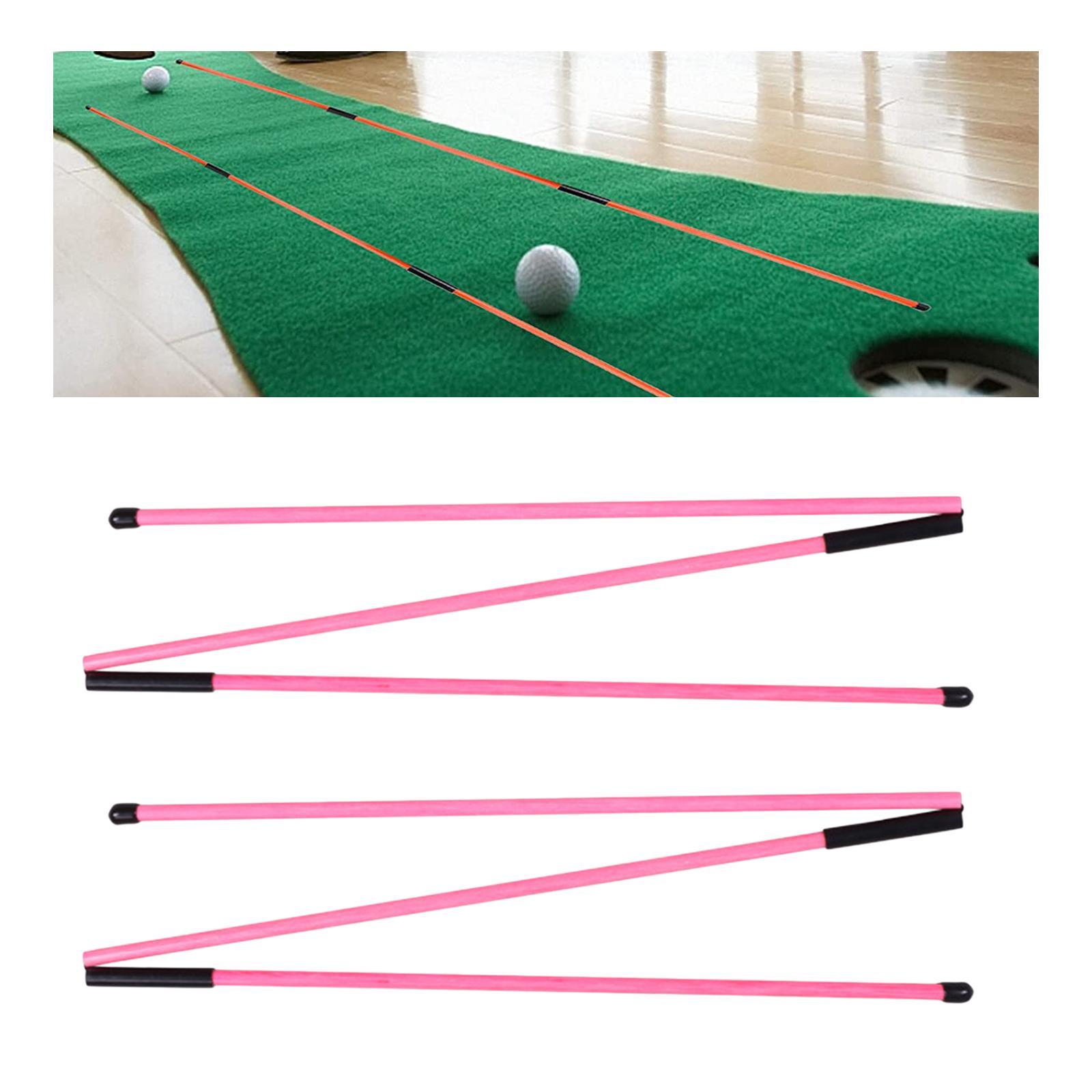 2Set Golf Alignment Stick Aiming Training Aids Putting Swing Practice Pink