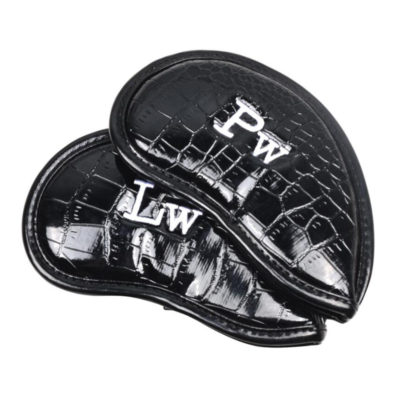 12x Golf Iron Head Cover Leather PU Golf Club Headcover Universal Waterproof Black