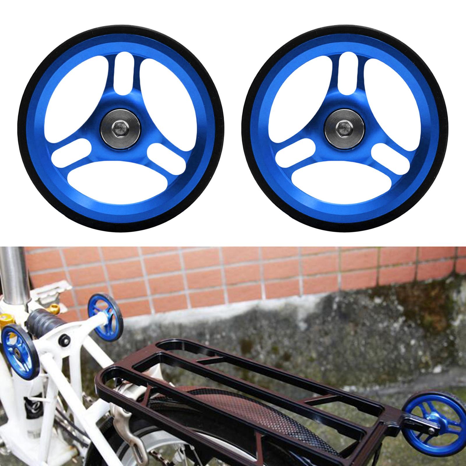 Folding Bike Easy Wheel EZ Wheels for Brompton Traveling Rack Blue