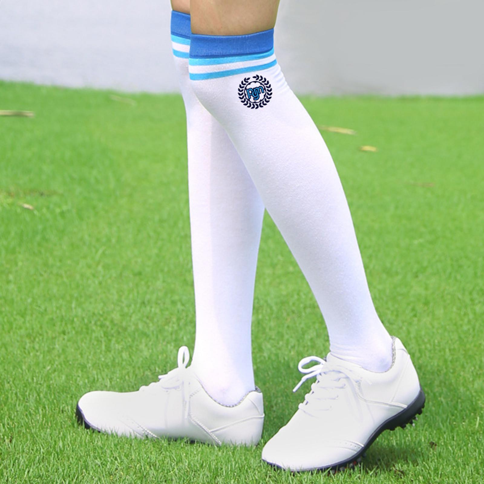Women's Golf Stockings Oversocks Thigh High Stripes Socks Golf School Blue