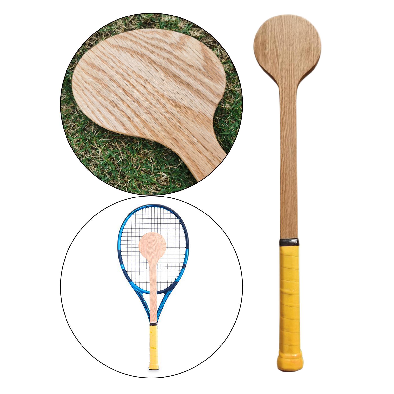 Functional Wooden Tennis Spoon Sweet Spot Practice Batting Tools Yellow