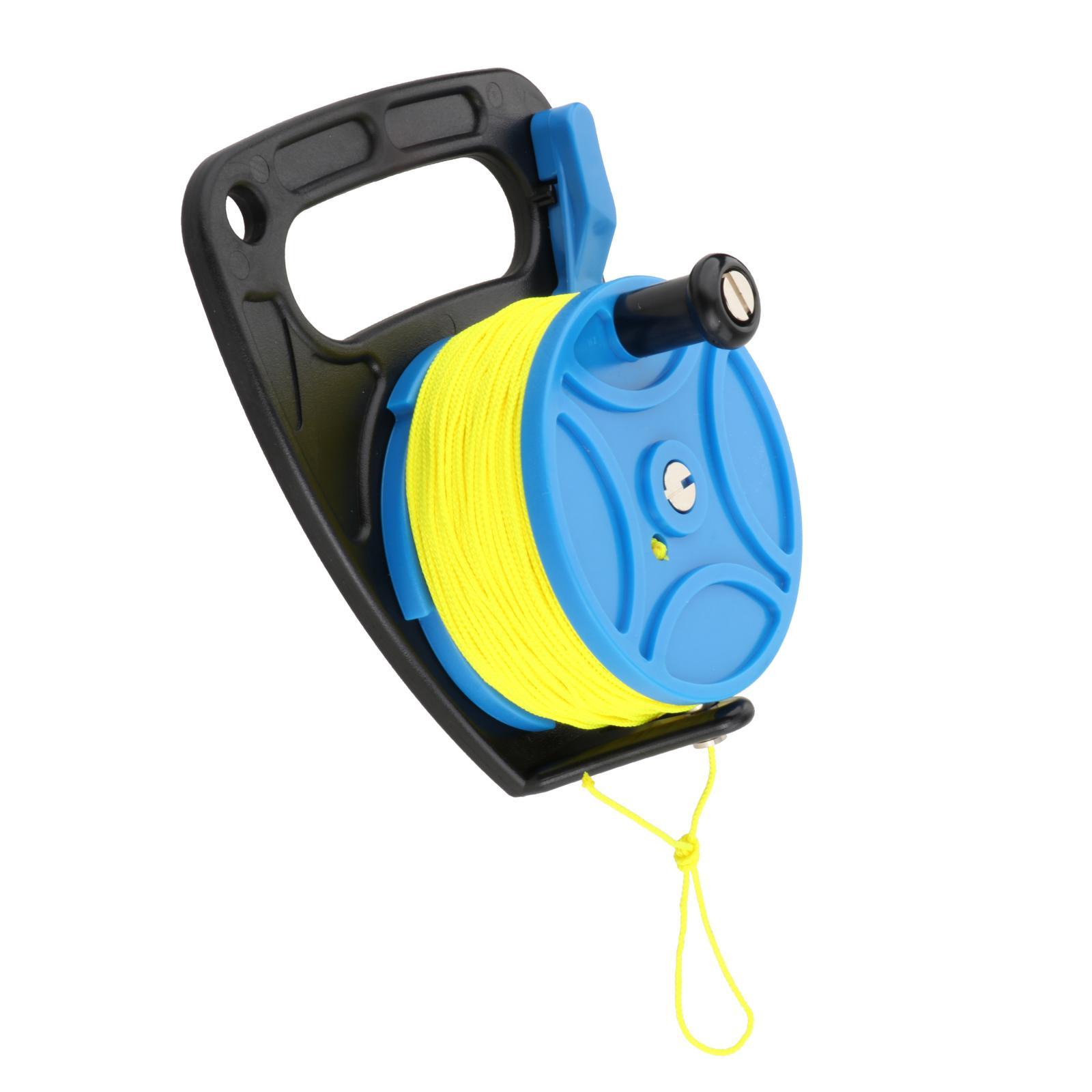 Multi Purpose Scuba Diving Line Reel with Handle Safety Gear Kayak Anchor Blue 83 meters