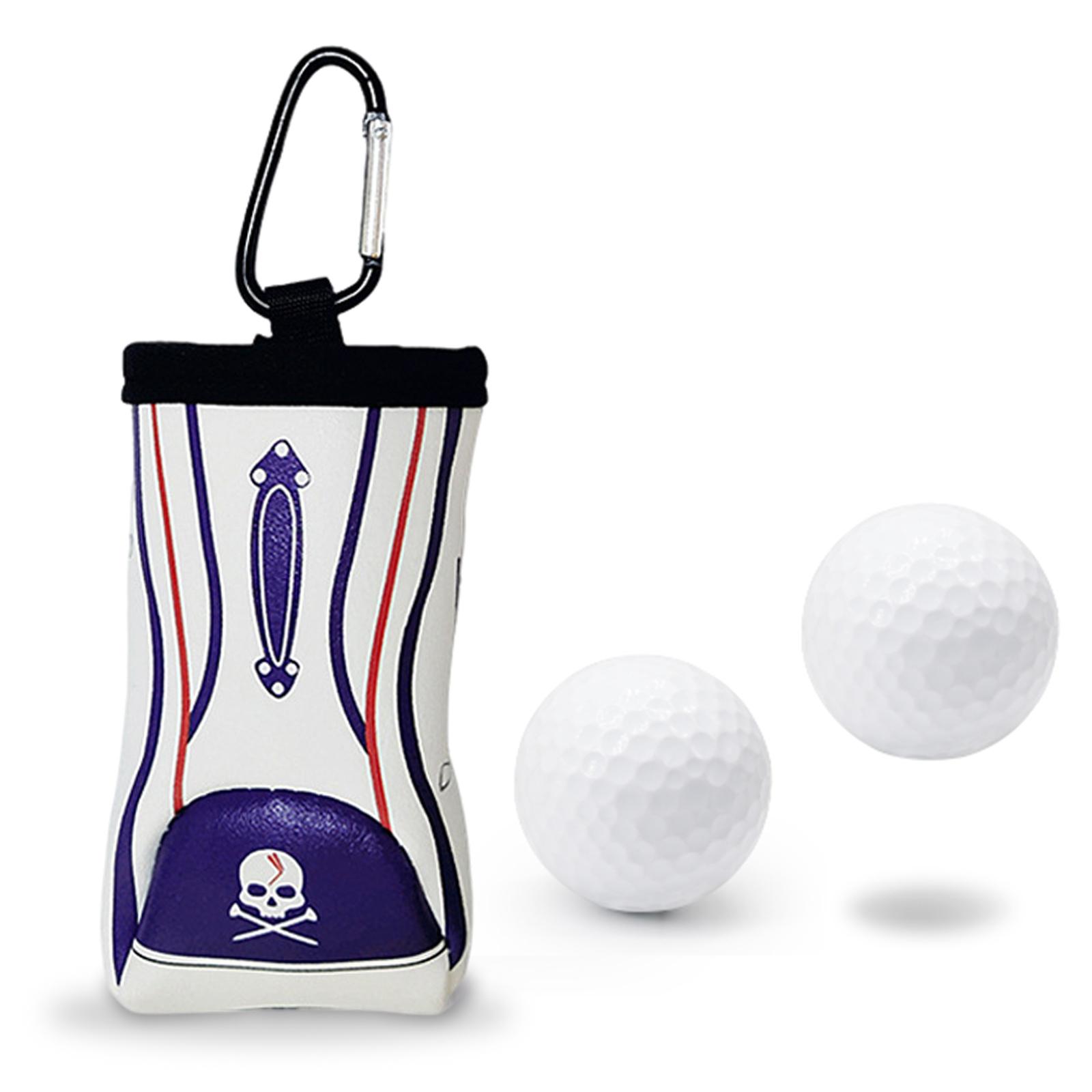 Small Waterproof Leather Golf Ball Storage Pouch Pocket Bag White Blue