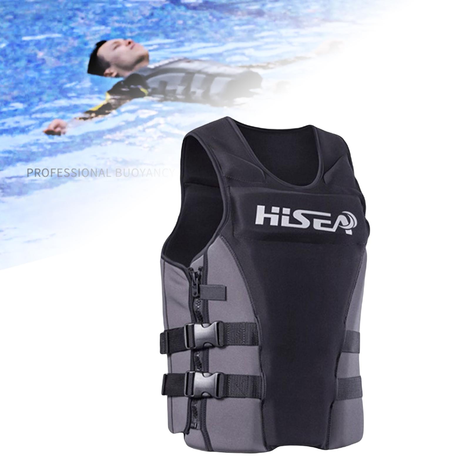 Safety Life Jacket Vest Kayaking Buoyancy Motorboat Fishing black grey M