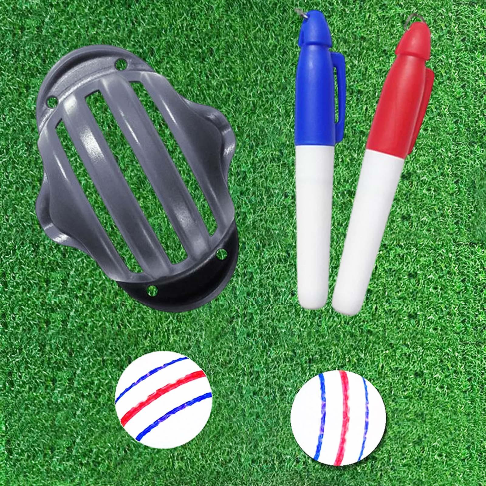 Golf Ball Liner Marker Line Drawing Alignment Tool Template with Marker Pens Black with 2 pen