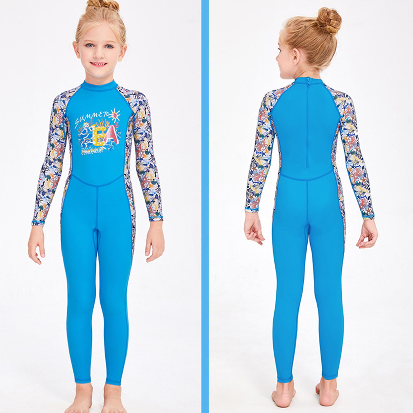 Kids Wetsuits UV Protection Full Body One Piece Summer Swimwear Blue S