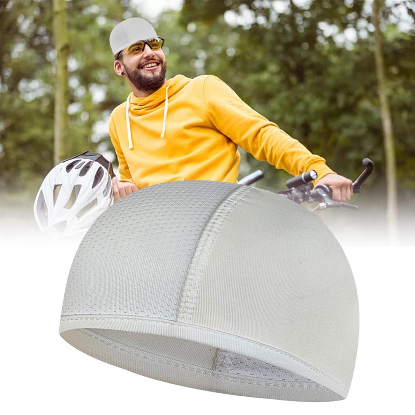 Mens Cycling Caps Cycling Running Hat Helmet Lining Cooling Skull Caps White