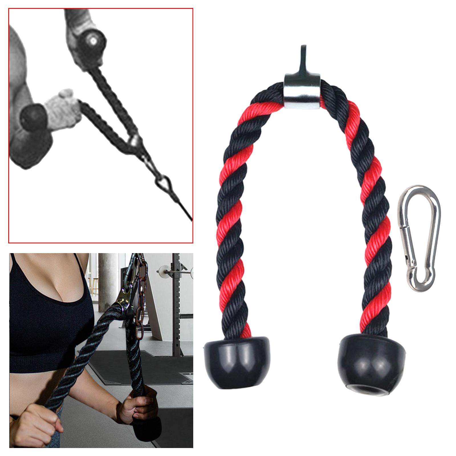 Tricep Rope Pull Down with Carabiner Cable Attachments for Workout Exercise 90cm with Carabiner