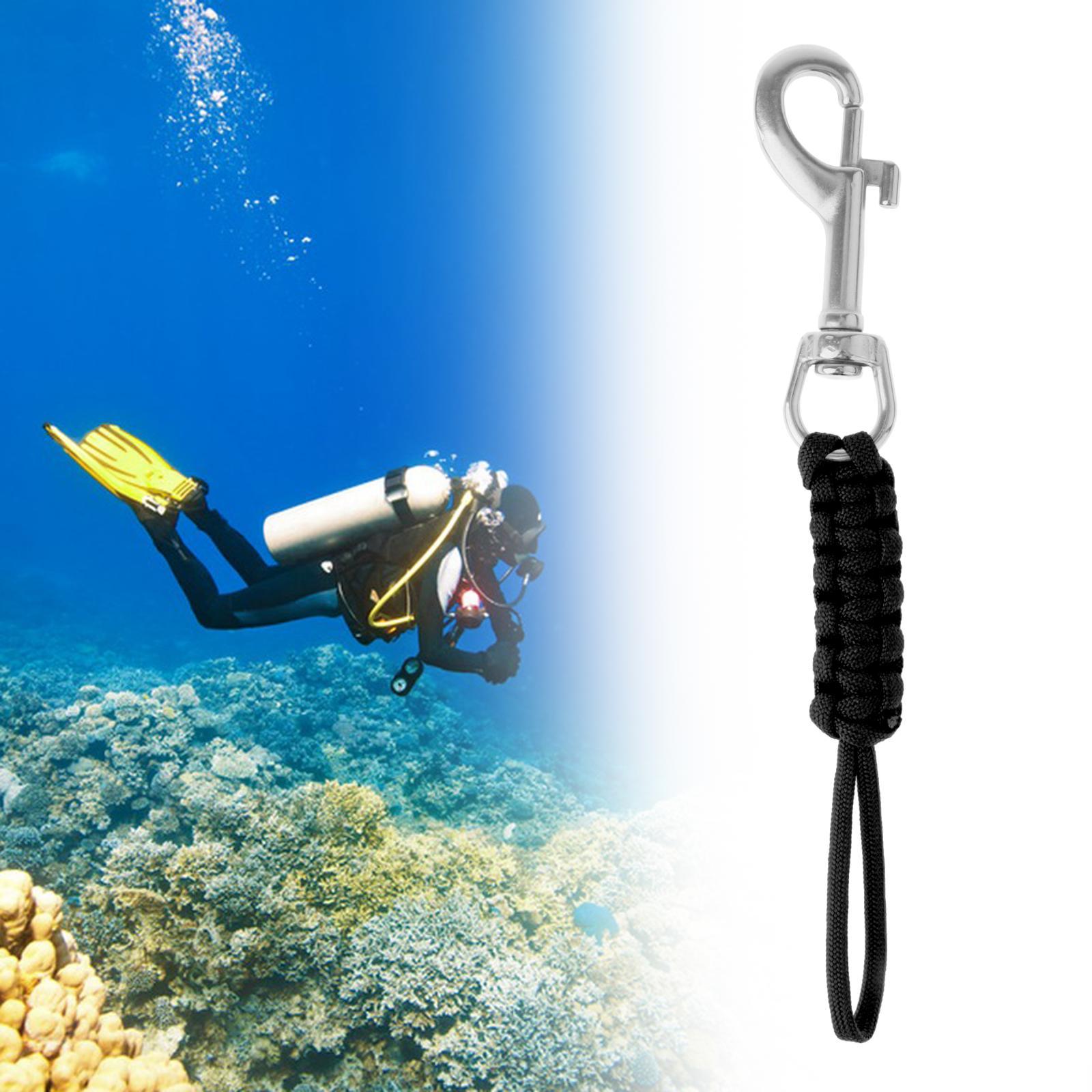 Scuba Diving Snap Hook Single Ended Flag Clips Water Sports Paracord Lanyard Balck