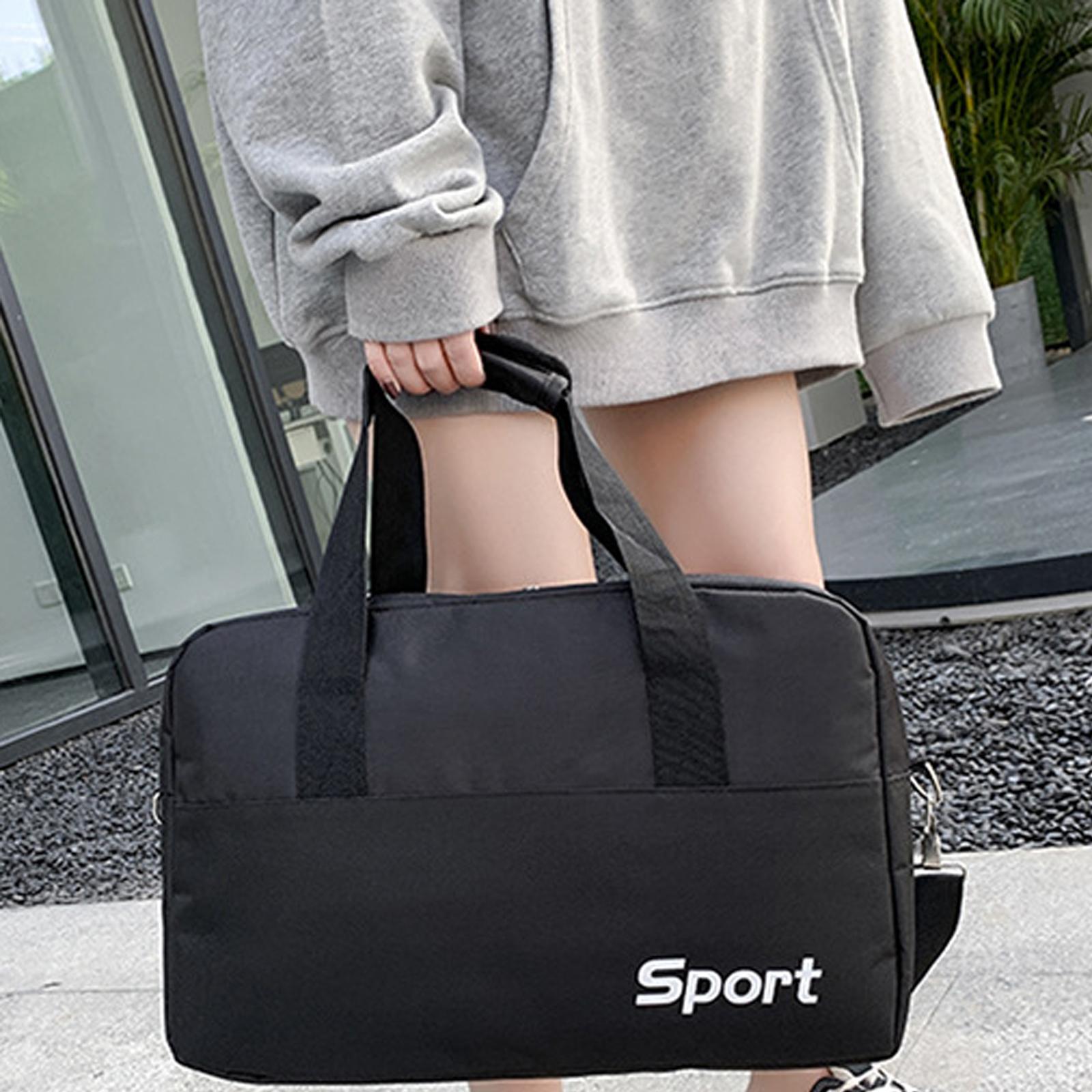 Women Gym Bag Nylon Durable Overnight Weekender Bag for Workout Sports Black